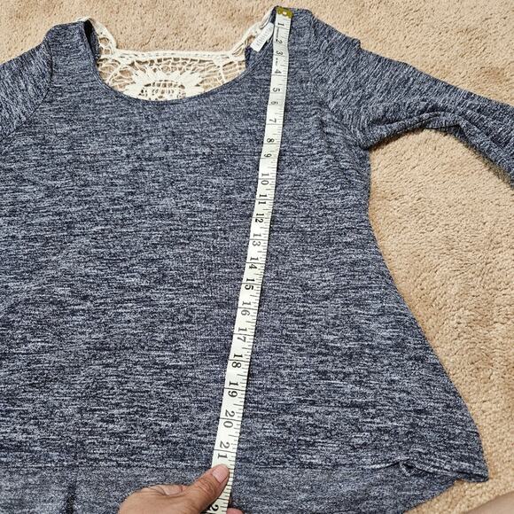 Aeropostale Women's High-Low Sweater Size Large Blue Marble Lace Back Cut Out - Picture 6 of 9